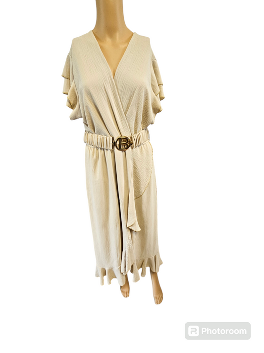 Robe porte-feuille beige