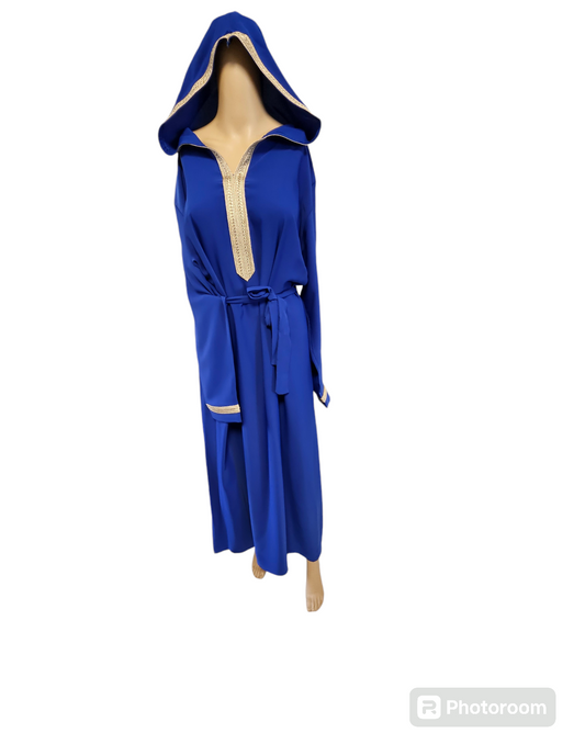 Abaya à capuche bleu