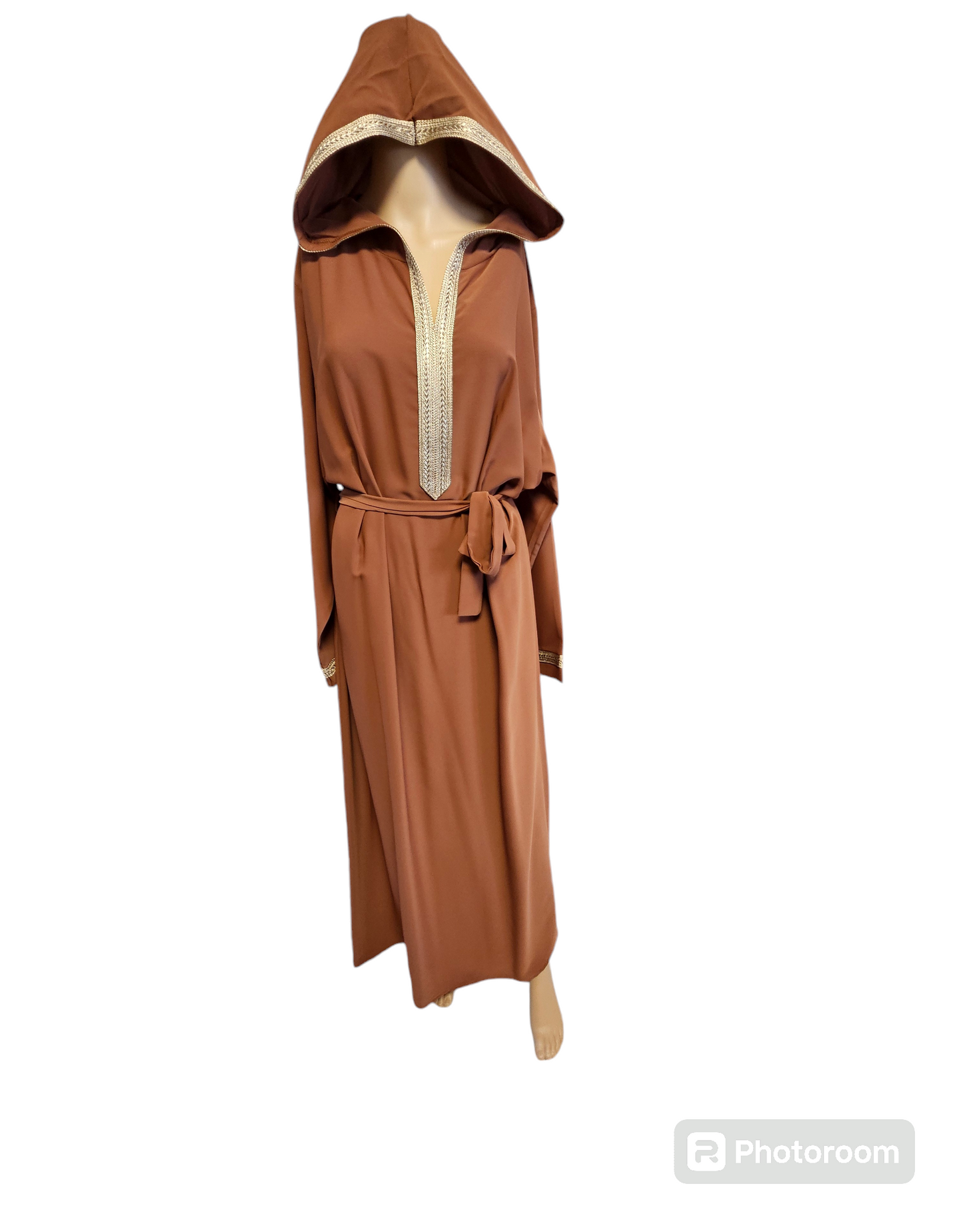 Abaya à capuche marron