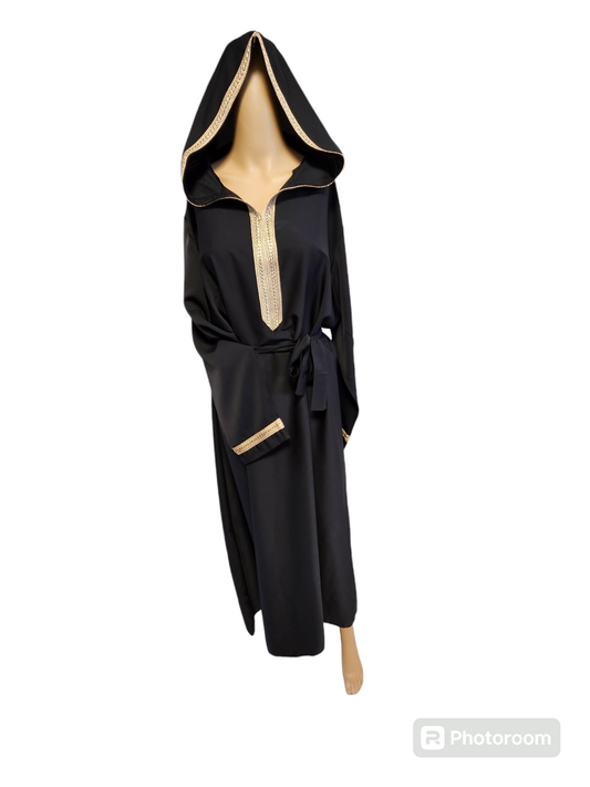 Abaya à capuche noir