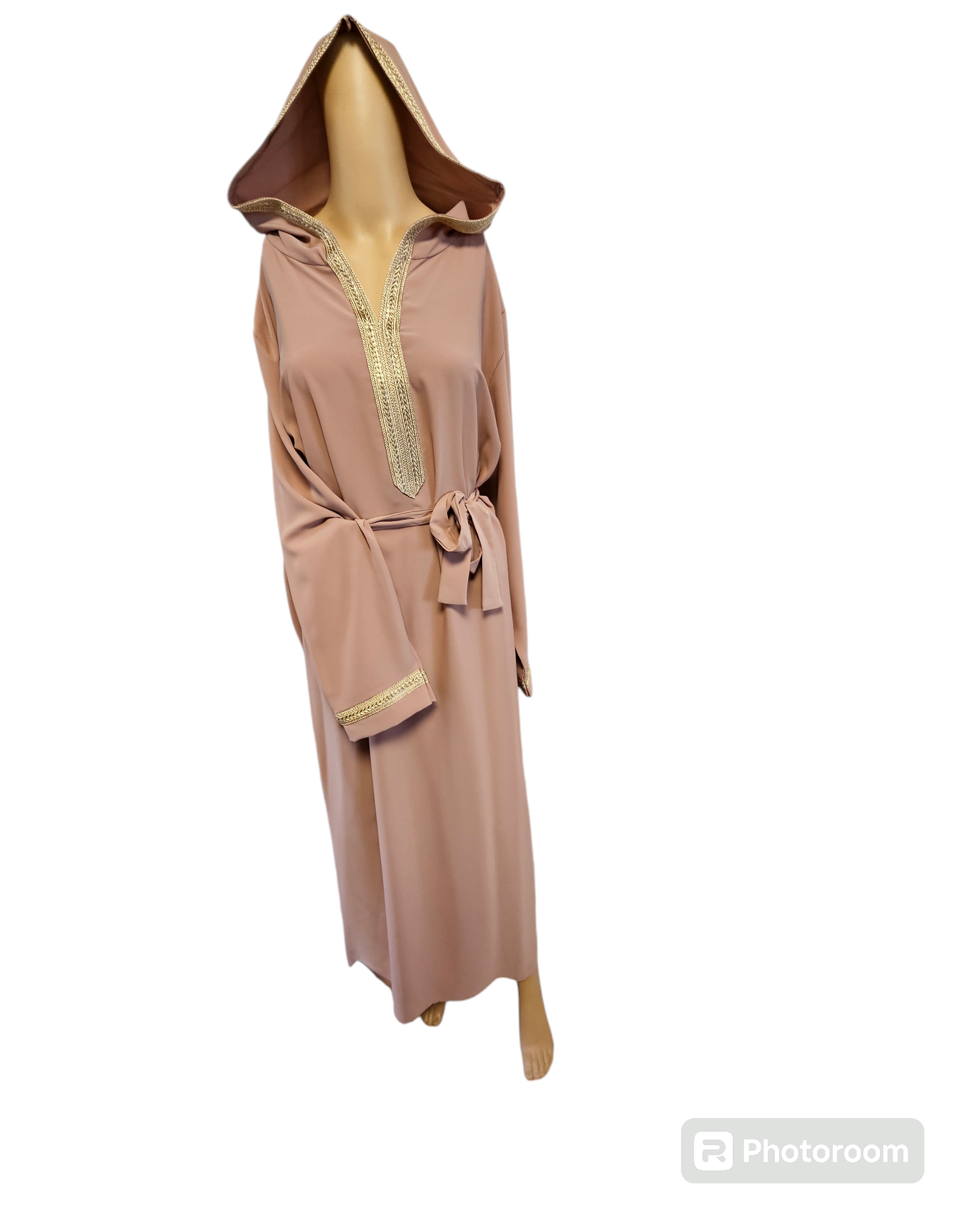 Abaya à capuche vieux rose