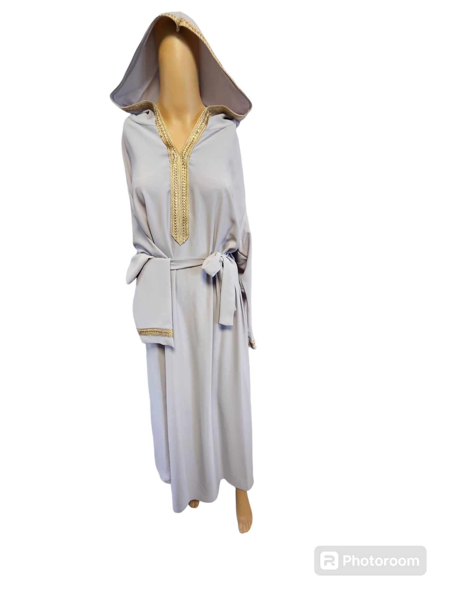 Abaya à capuche gris