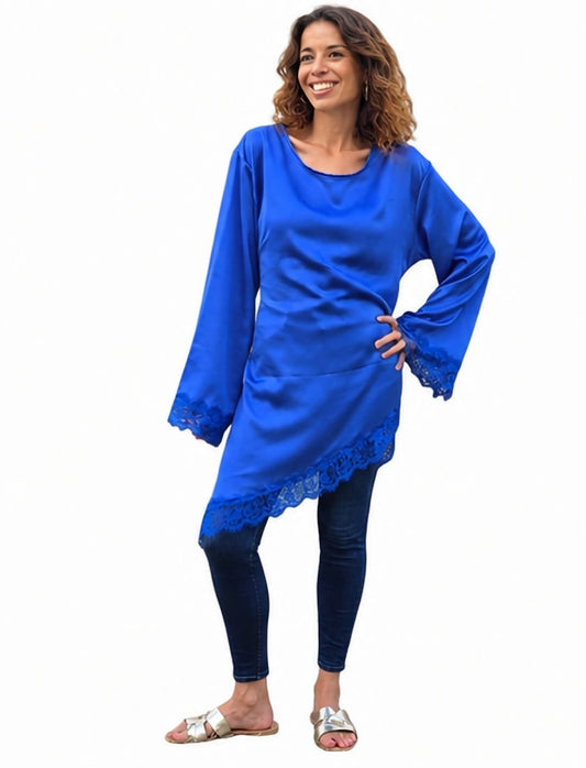 Top long à dentelle