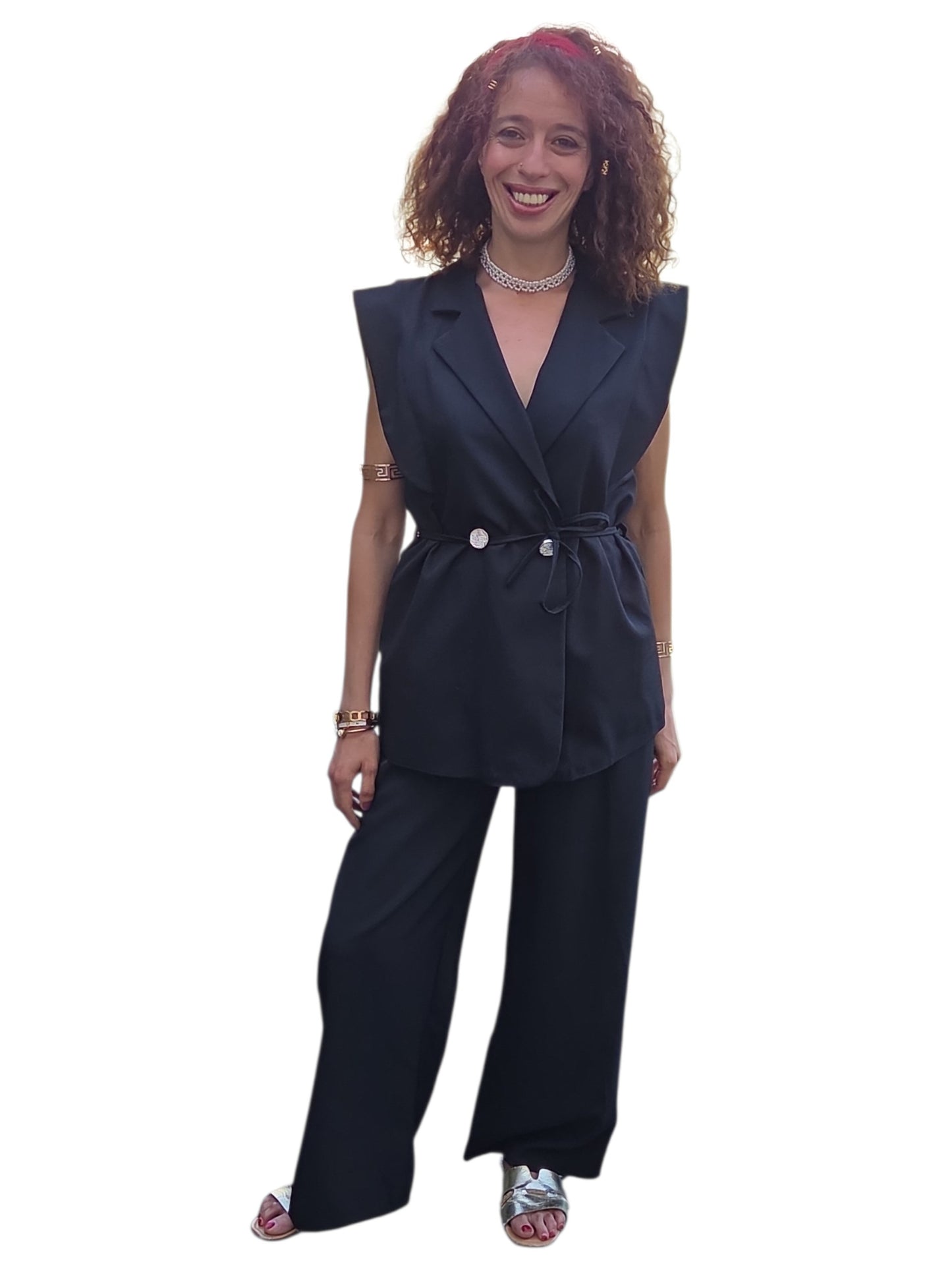 Tailleur : pantalon +blazer sans manche