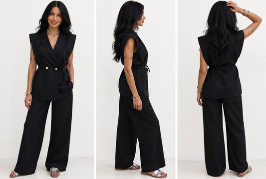 Tailleur : pantalon + blazer sans manche