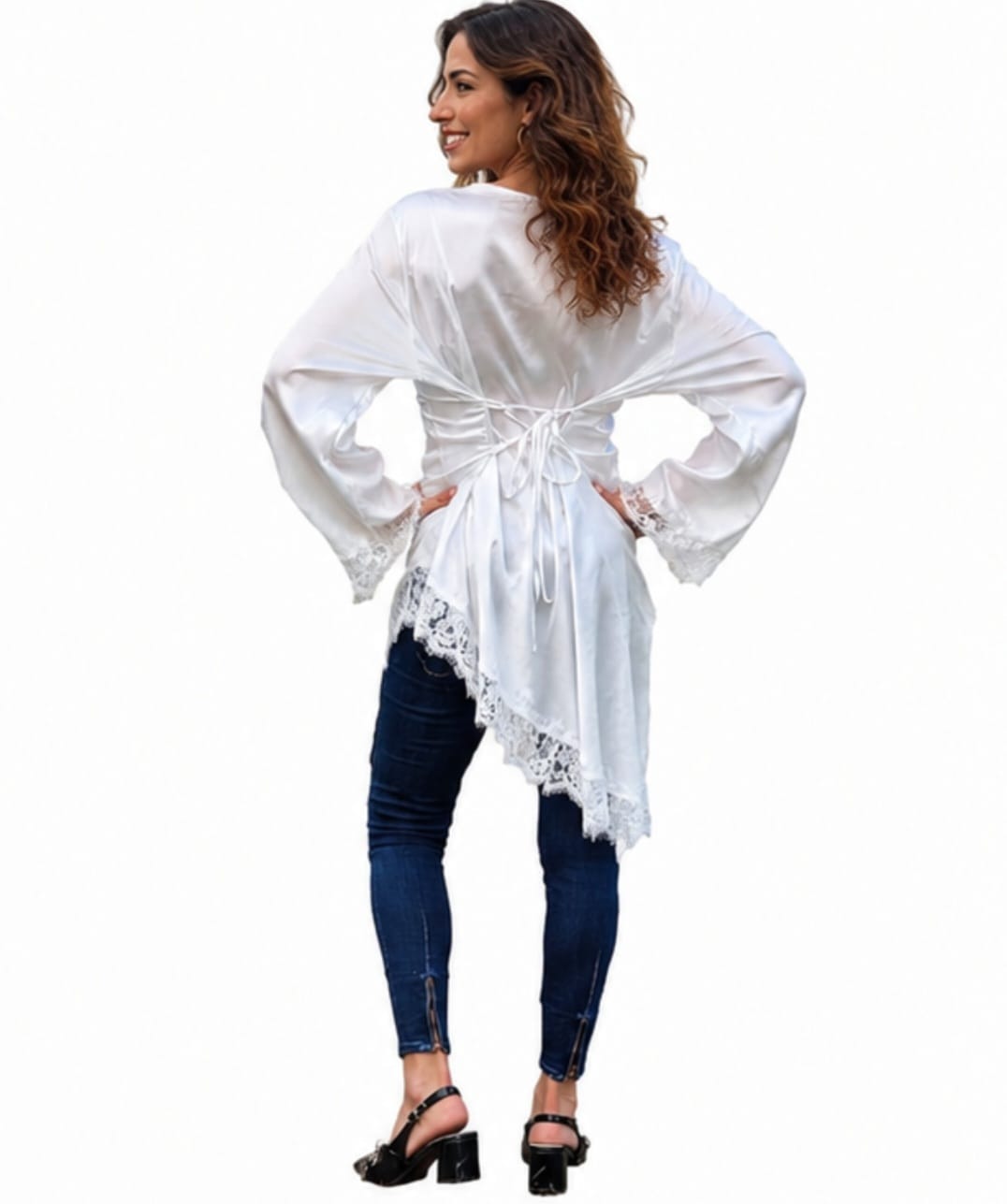Top long à dentelle