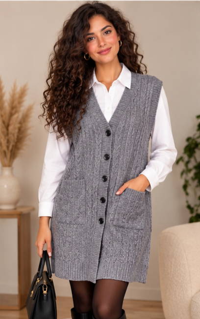 Cardigan long torsadé
